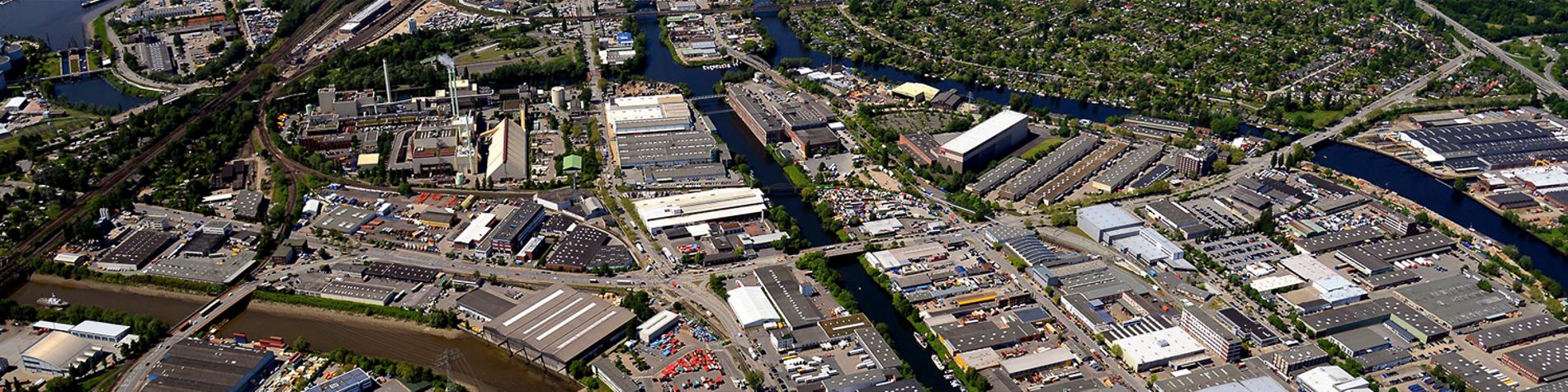 Luftbild des Industriestandortes Billbrook