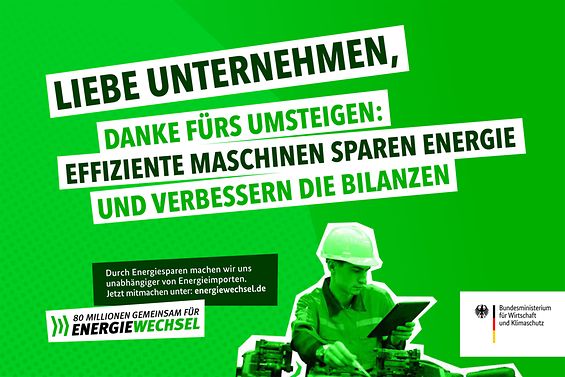Kampagnenmotiv der Energiesparinitiative des Bundesministeriums für Wirtschaft und Klimaschutz 