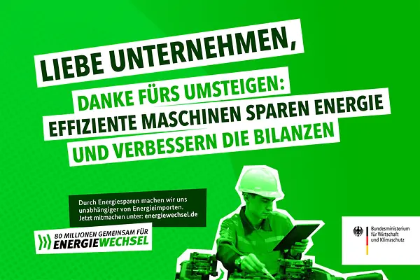 Kampagnenmotiv der Energiesparinitiative des Bundesministeriums für Wirtschaft und Klimaschutz 