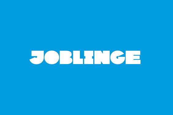 Schrift Joblinge auf blauem Hintergrund. 